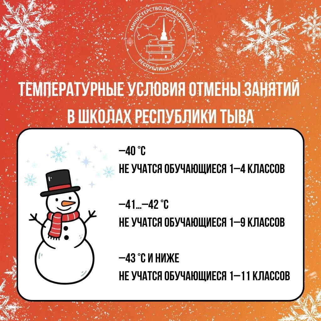 Температурные условия отмены занятий в школах Республики Тыва